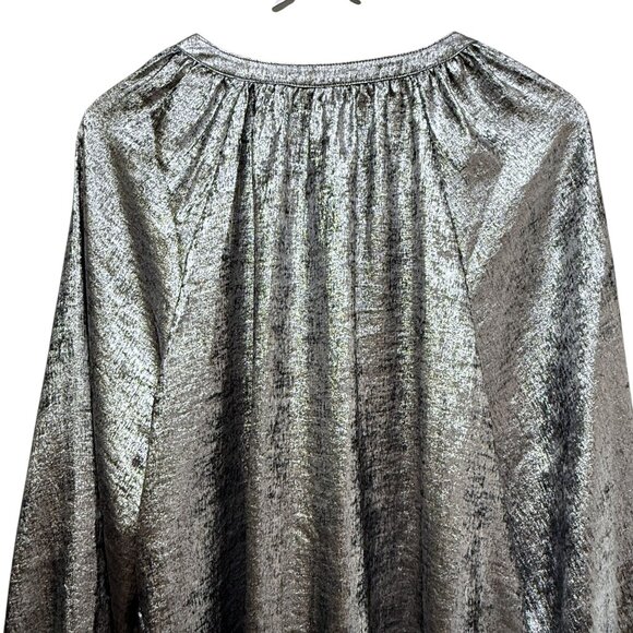 OLD NAVY Metallic Silver Top Size XL Womens Evening Party Poets Blouse NWT - Picture 3 of 12
